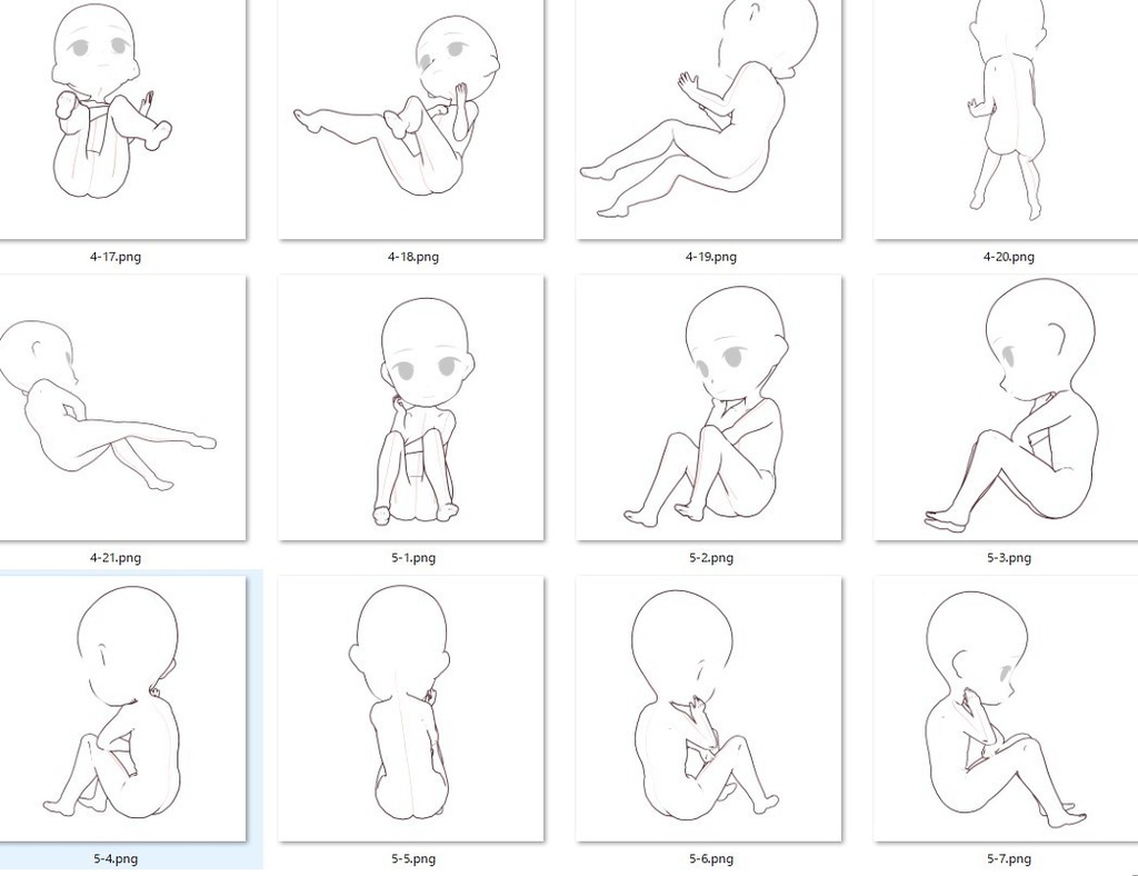 【トレス素材】3.5頭身ミニキャラクター座りポーズ集3