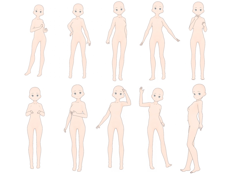 【トレス素材】女の子立ち姿ポーズ集2【商用利用可】