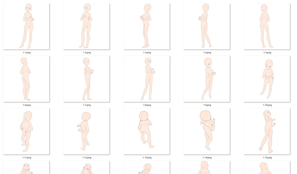 【トレス素材】女の子立ち姿ポーズ集2【商用利用可】