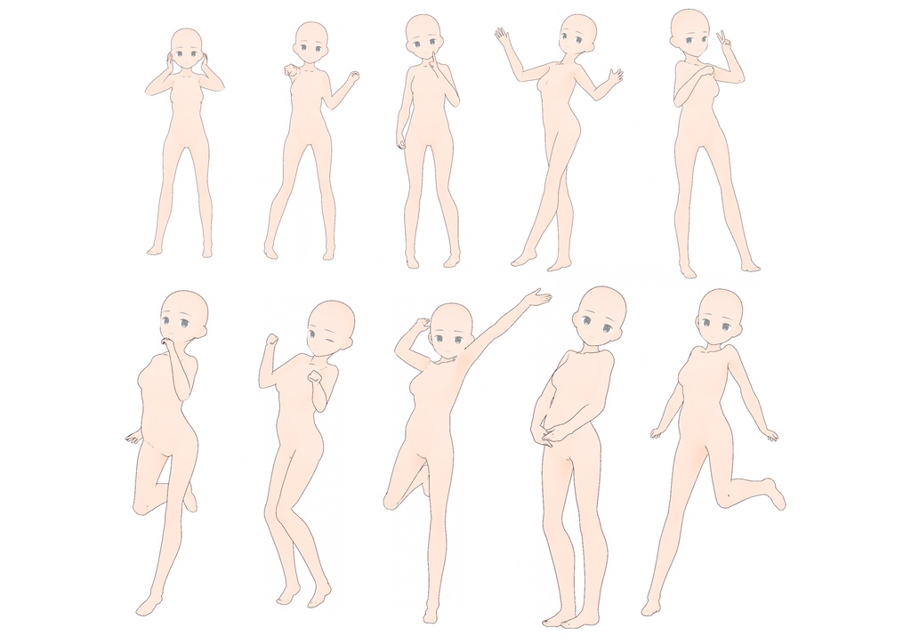 女の子立ち絵ポーズ集50【トレス素材】