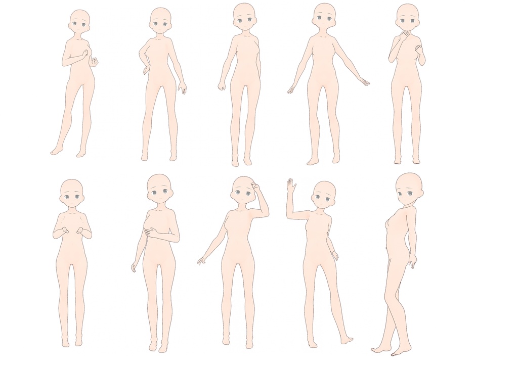 女の子立ち絵ポーズ集50【トレス素材】