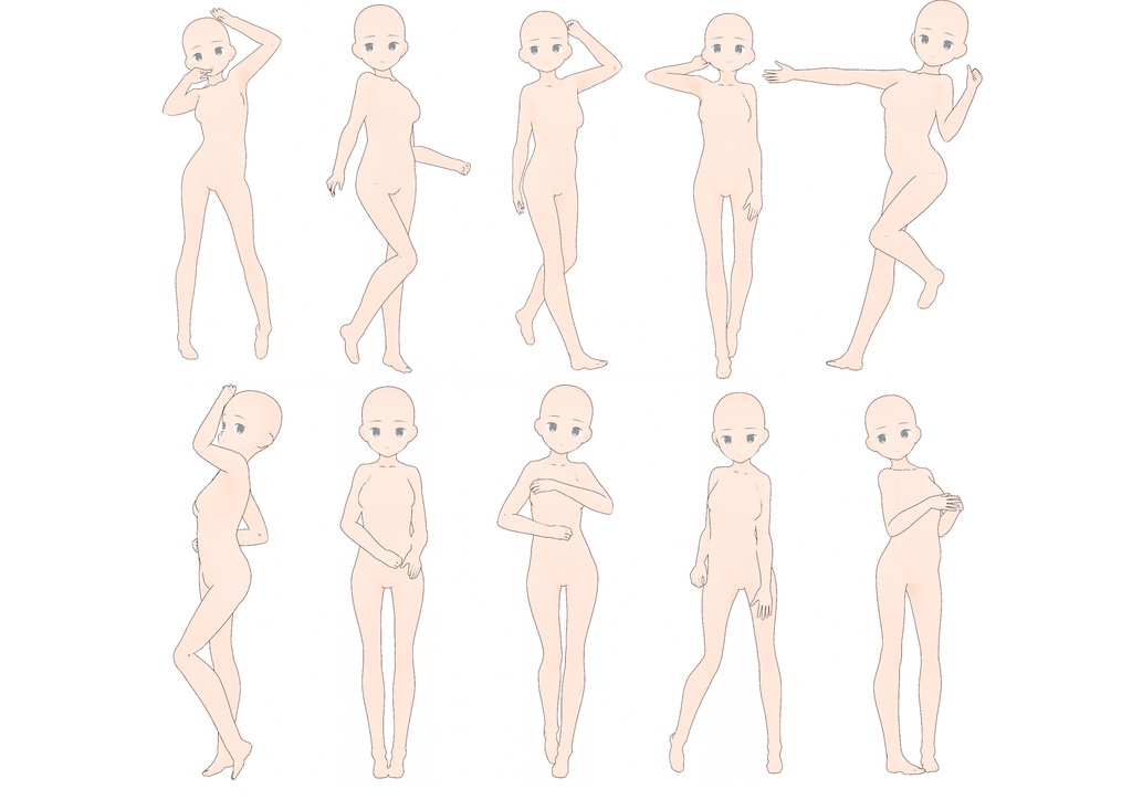 女の子立ち絵ポーズ集50【トレス素材】