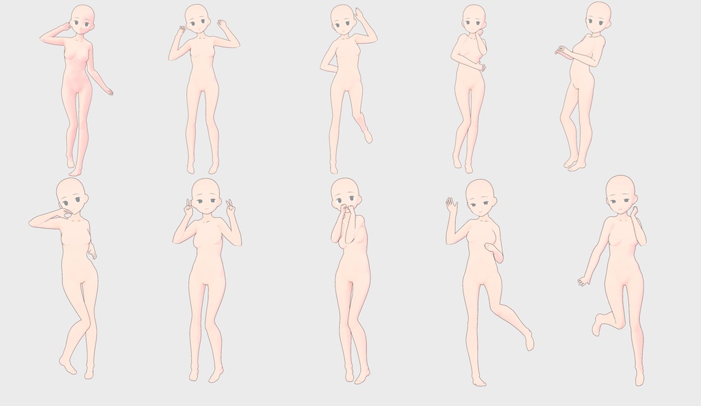 女の子立ち絵ポーズ集50【トレス素材】