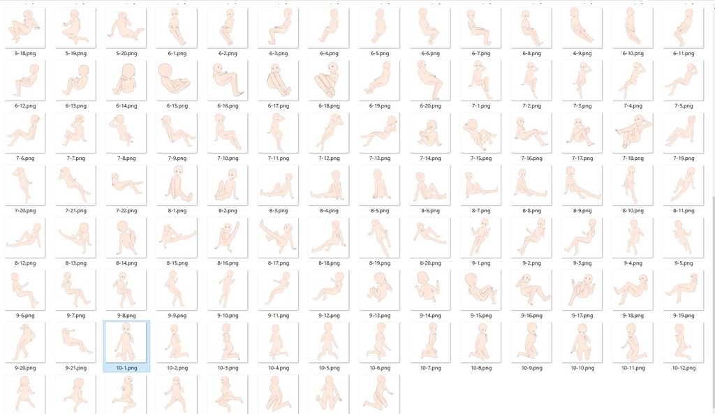 女の子座りポーズ集2【トレス素材・商用可】