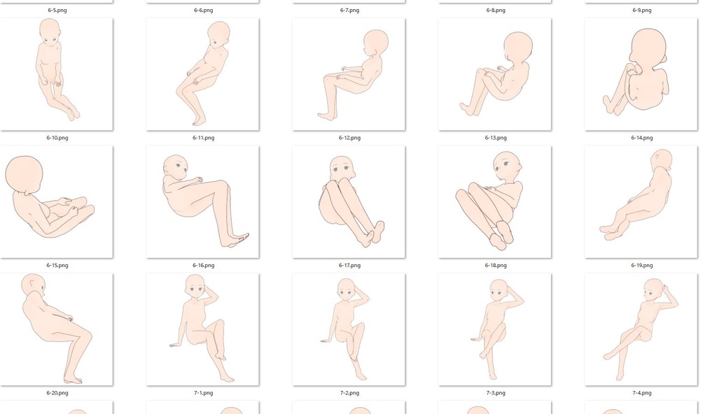 女の子座りポーズ集2【トレス素材・商用可】