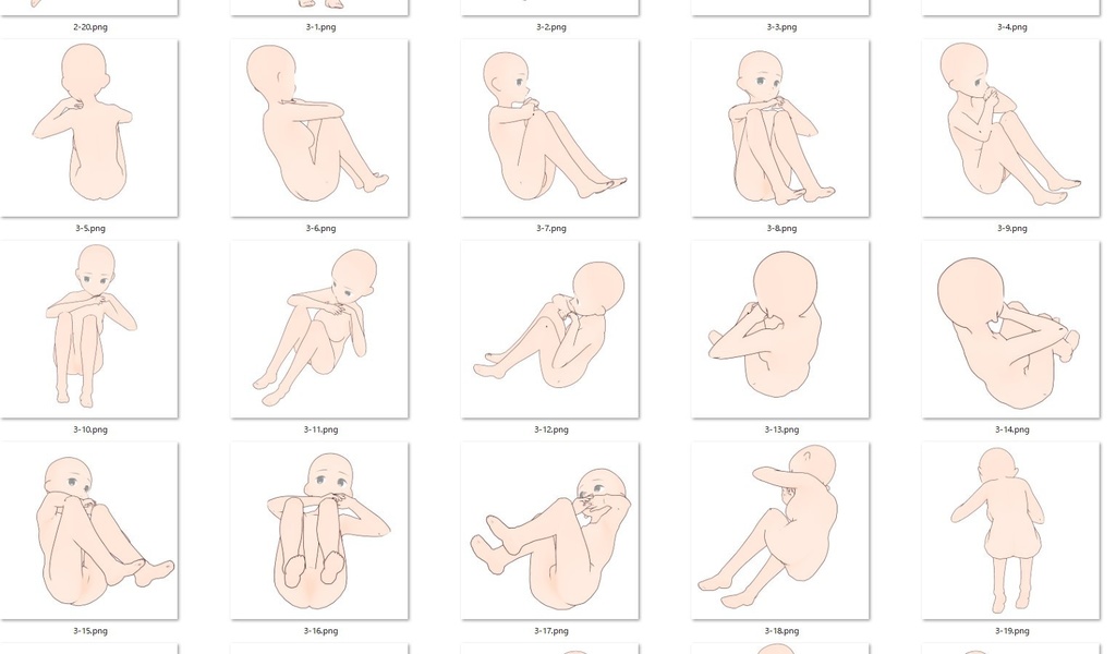 女の子座りポーズ集2【トレス素材・商用可】