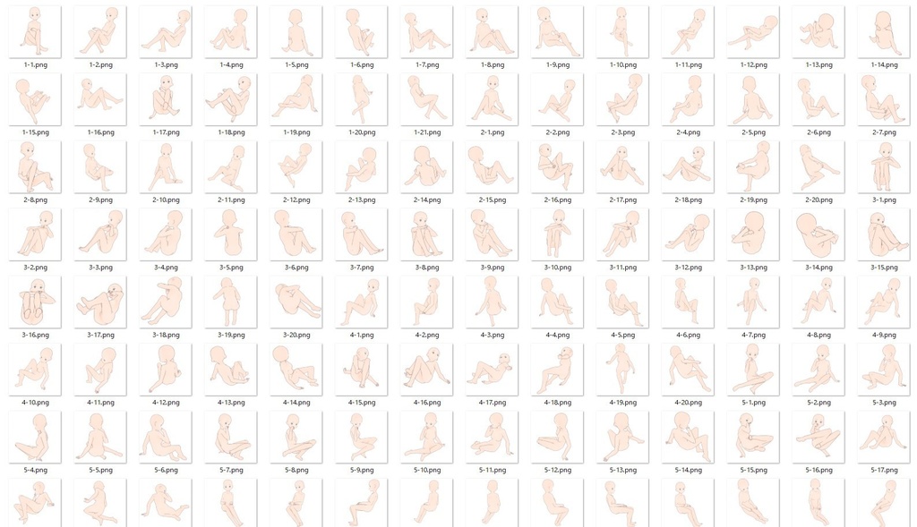 女の子座りポーズ集2【トレス素材・商用可】