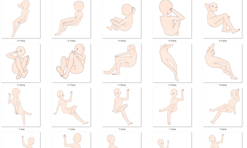 【トレス素材】女の子座りポーズ集3