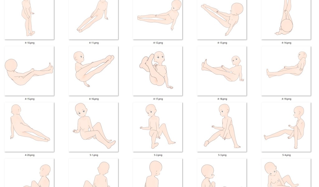 【トレス素材】女の子座りポーズ集3