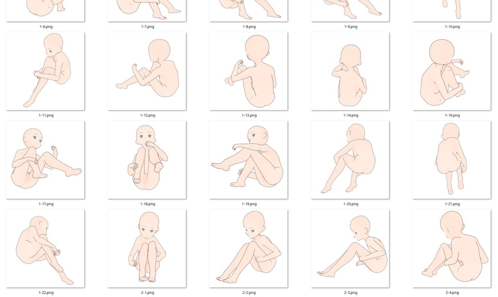 【トレス素材】女の子座りポーズ集3