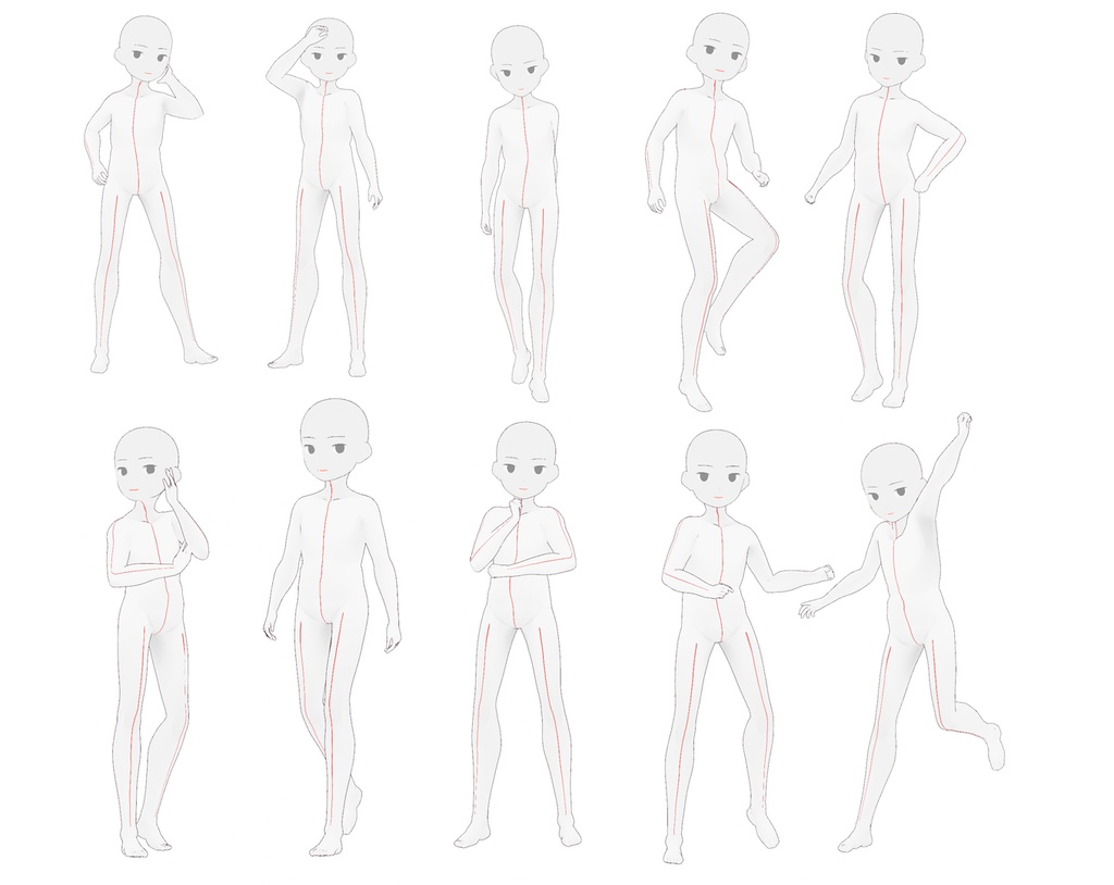 少年立ち絵ポーズ集50【トレス素材】