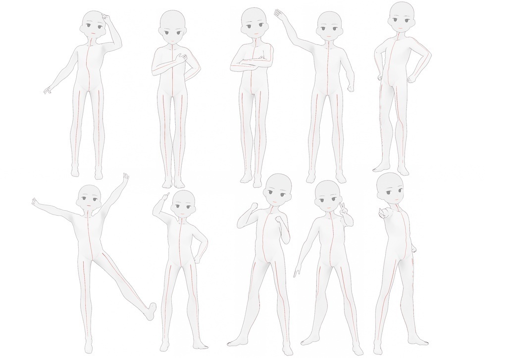 少年立ち絵ポーズ集50【トレス素材】