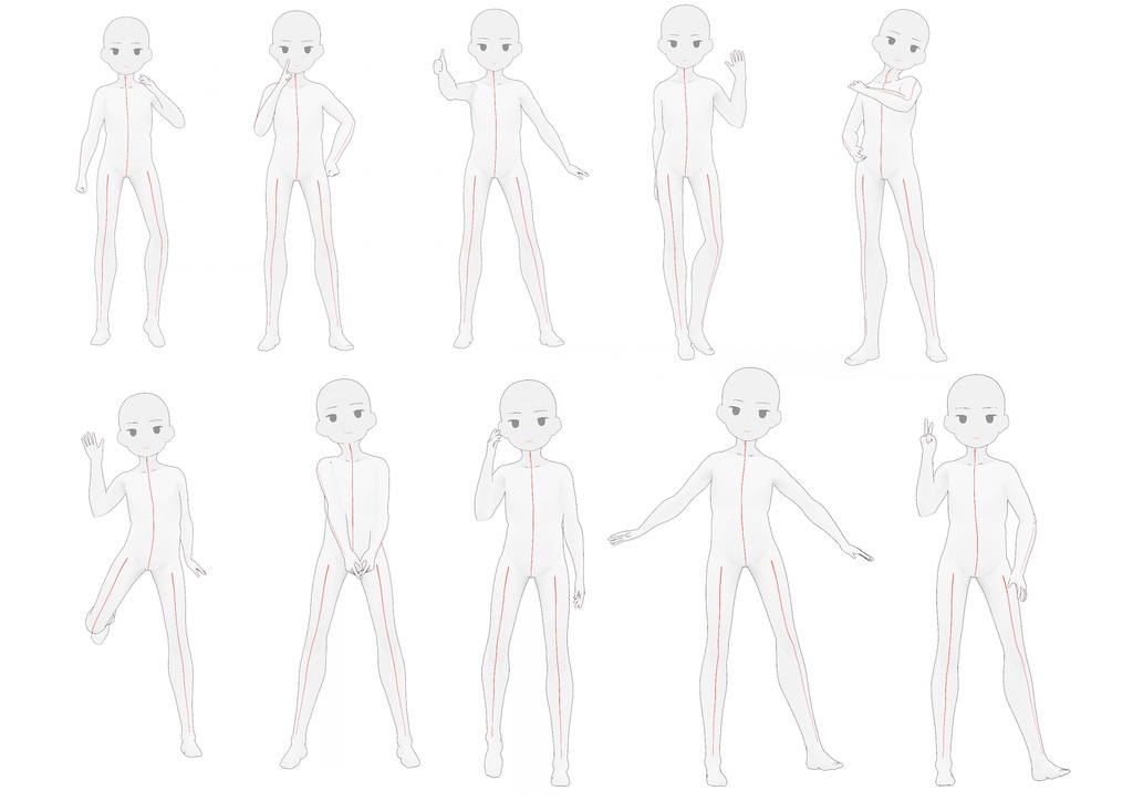 少年立ち絵ポーズ集50【トレス素材】