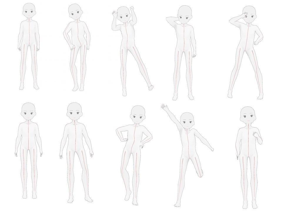 少年立ち絵ポーズ集50【トレス素材】