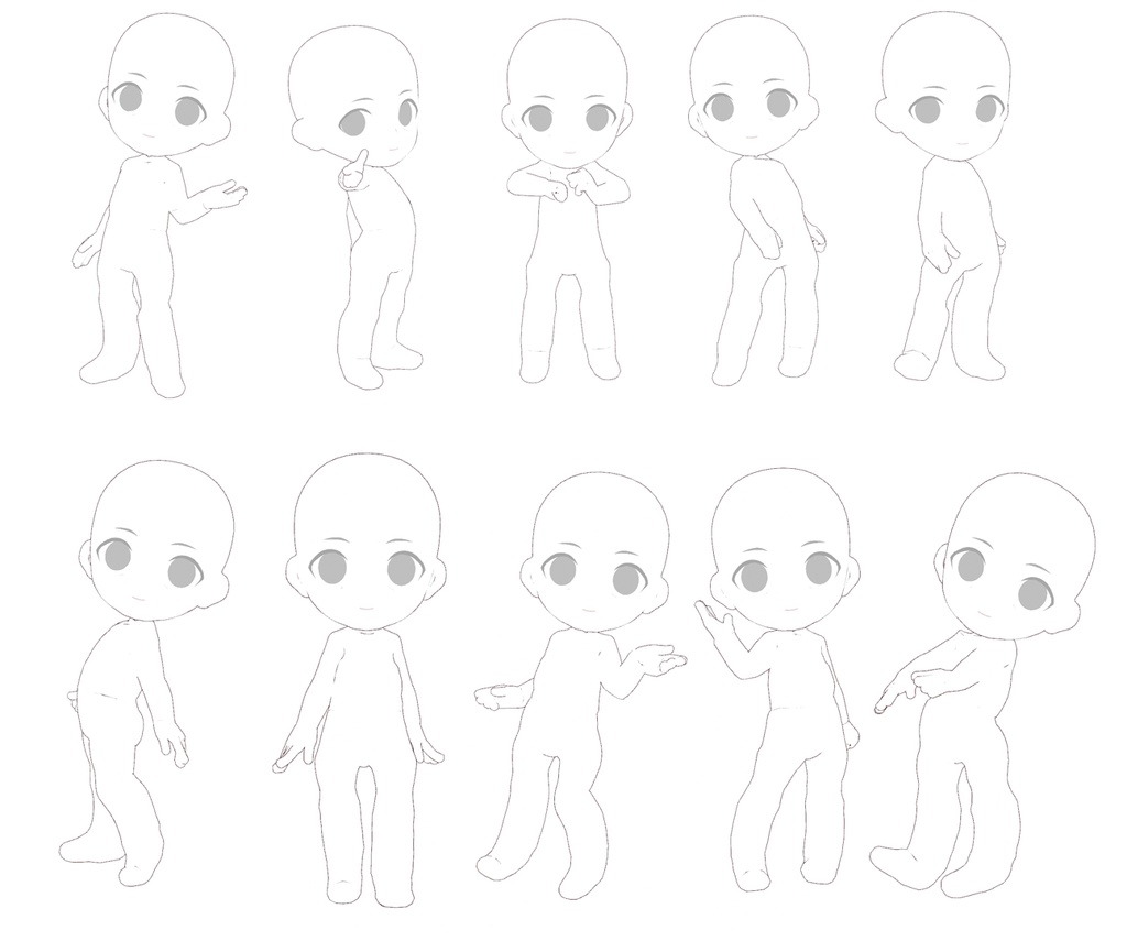 ミニキャラ2頭身立ち絵ポーズ集45【トレス素材】