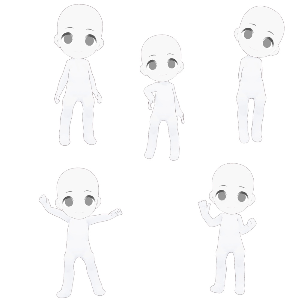 ミニキャラ2頭身立ち絵ポーズ集45【トレス素材】