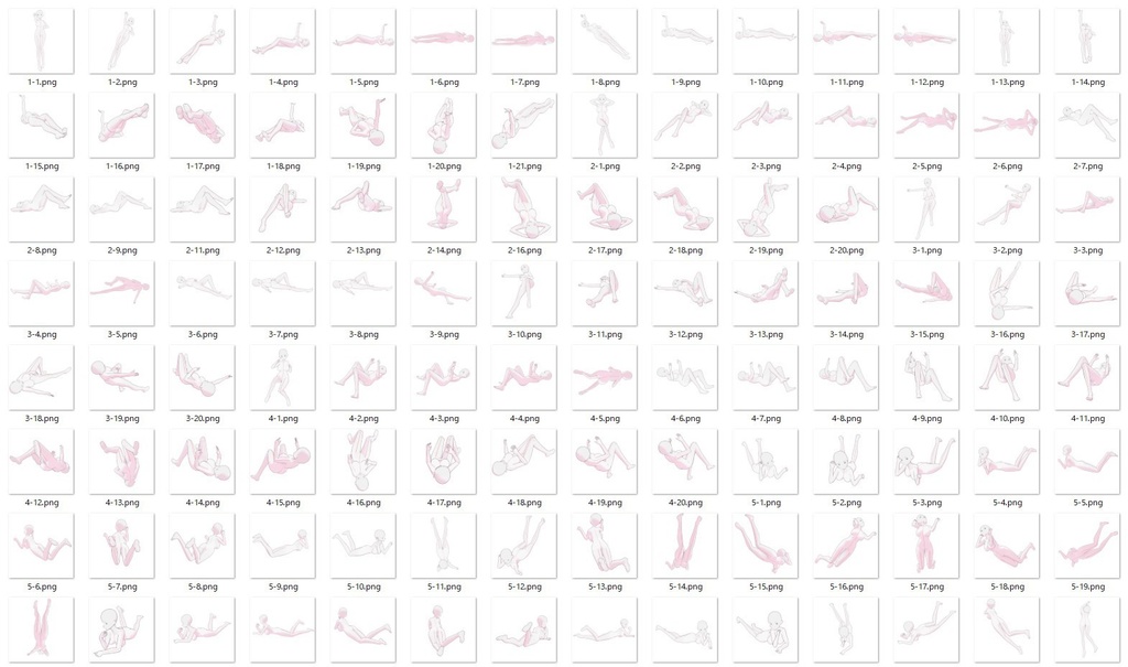 寝転ぶポーズ集②【女性イラストトレス素材】