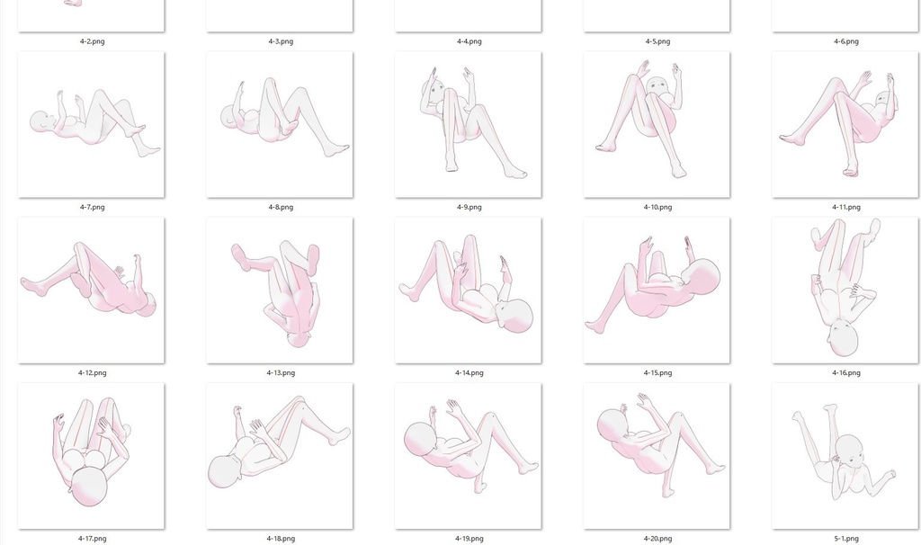 寝転ぶポーズ集②【女性イラストトレス素材】