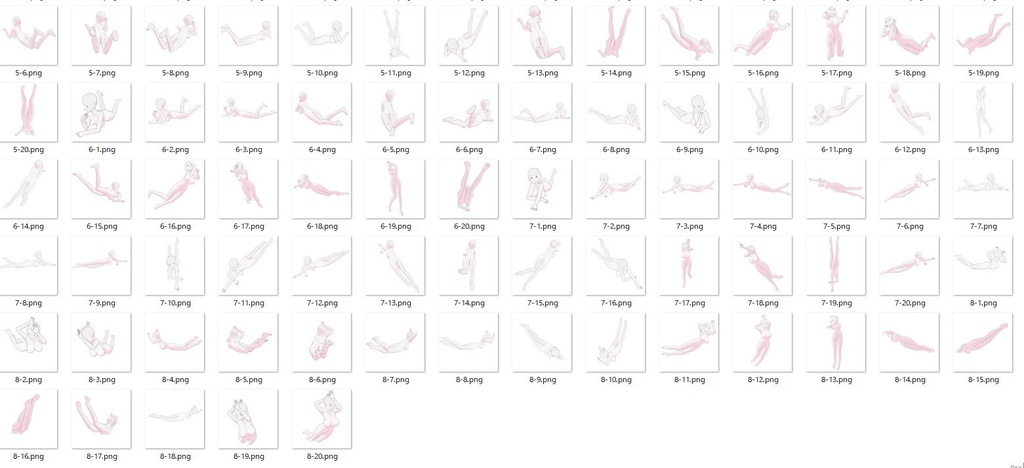 寝転ぶポーズ集②【女性イラストトレス素材】