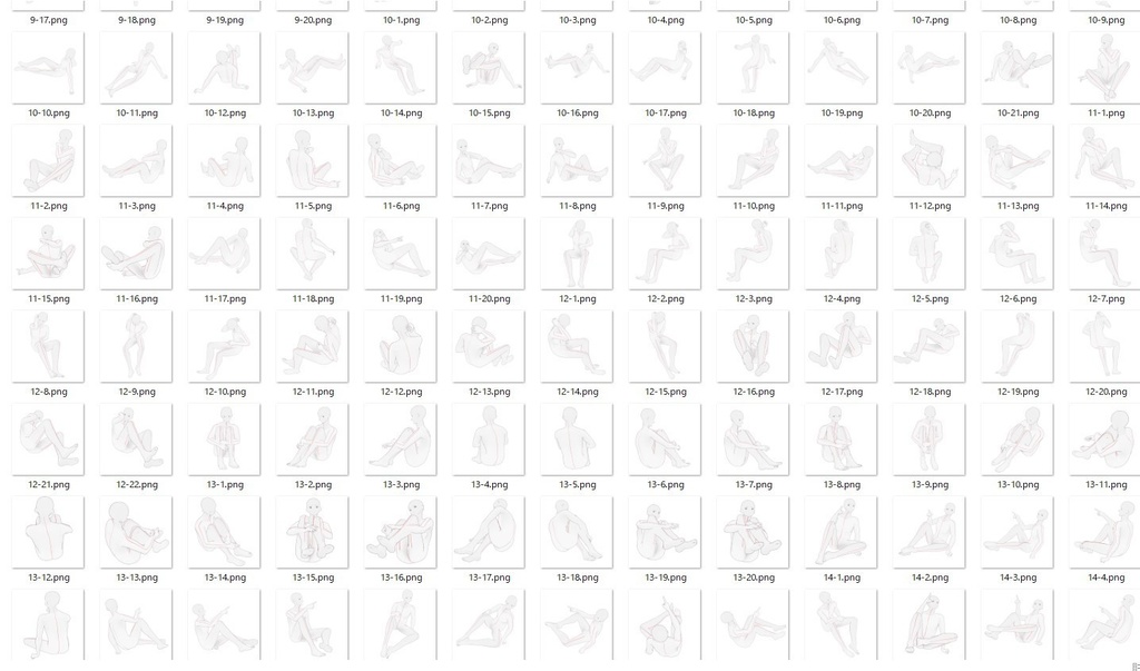 【トレス素材】男性座ったポーズ集【50ポーズ】