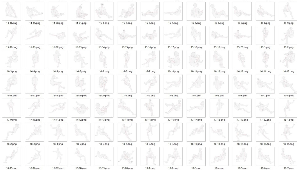 【トレス素材】男性座ったポーズ集【50ポーズ】
