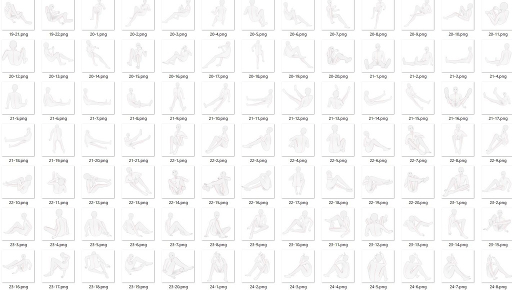 【トレス素材】男性座ったポーズ集【50ポーズ】