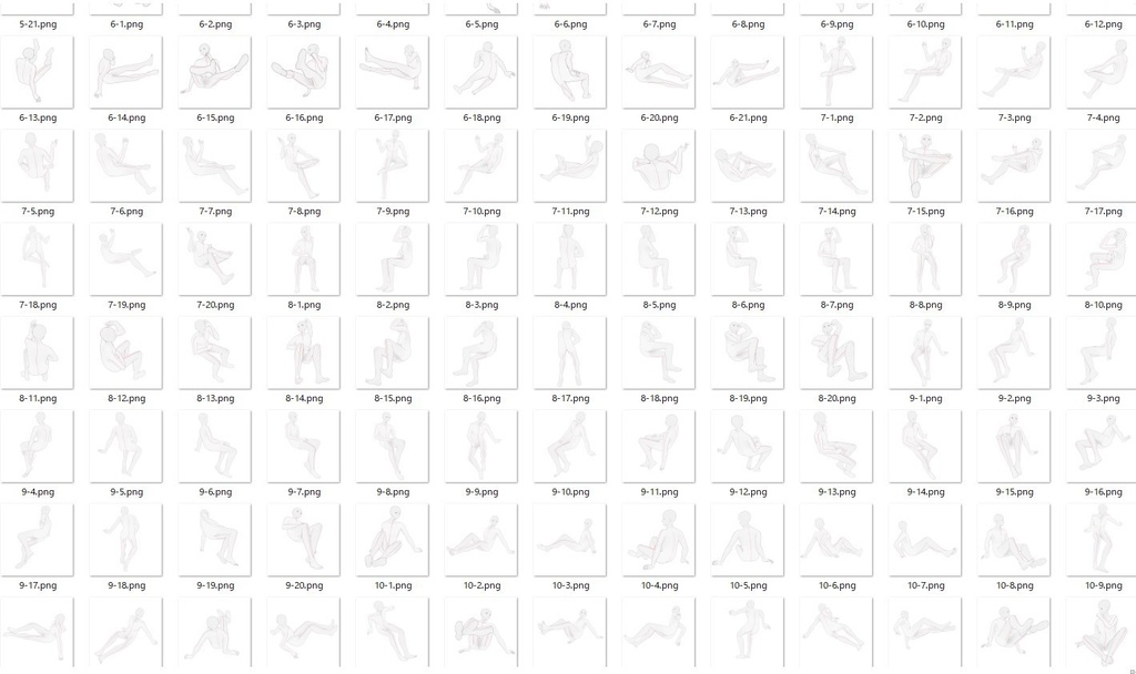 【トレス素材】男性座ったポーズ集【50ポーズ】