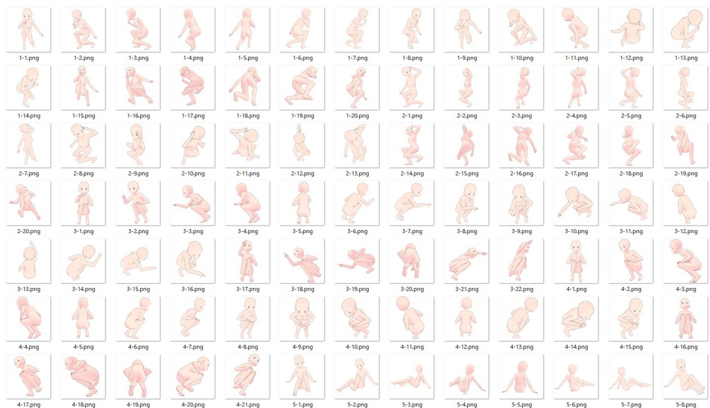 女の子座ったポーズ集50【トレース素材】