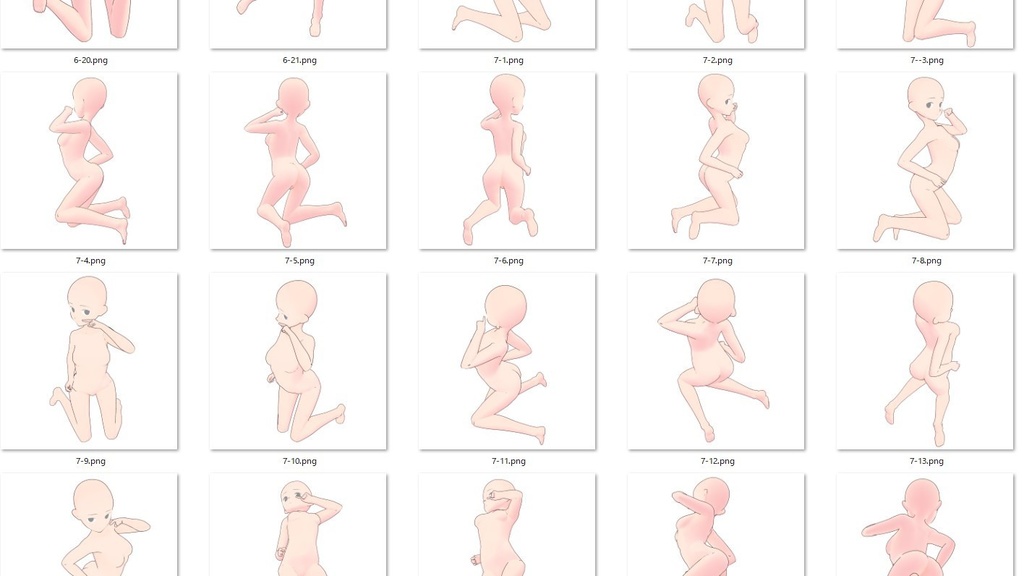 女の子座ったポーズ集50【トレース素材】