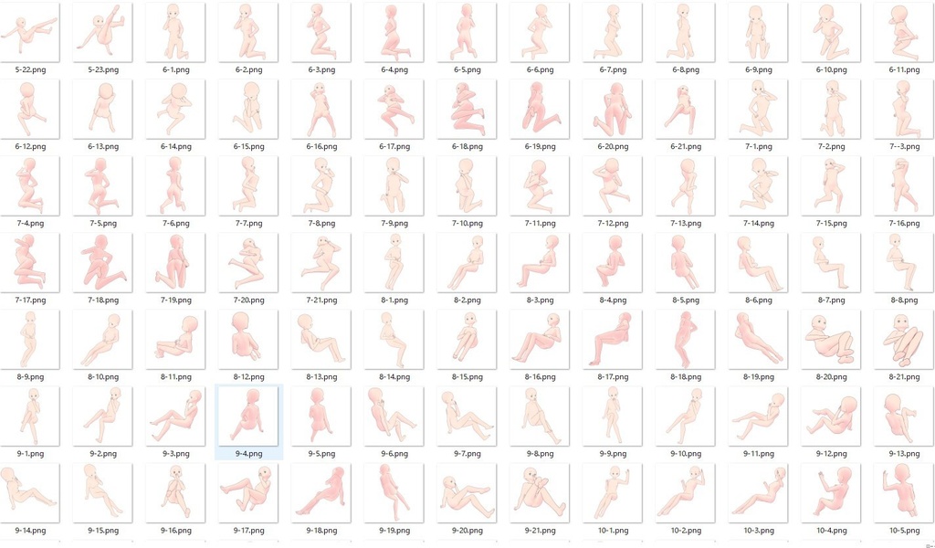 女の子座ったポーズ集50【トレース素材】