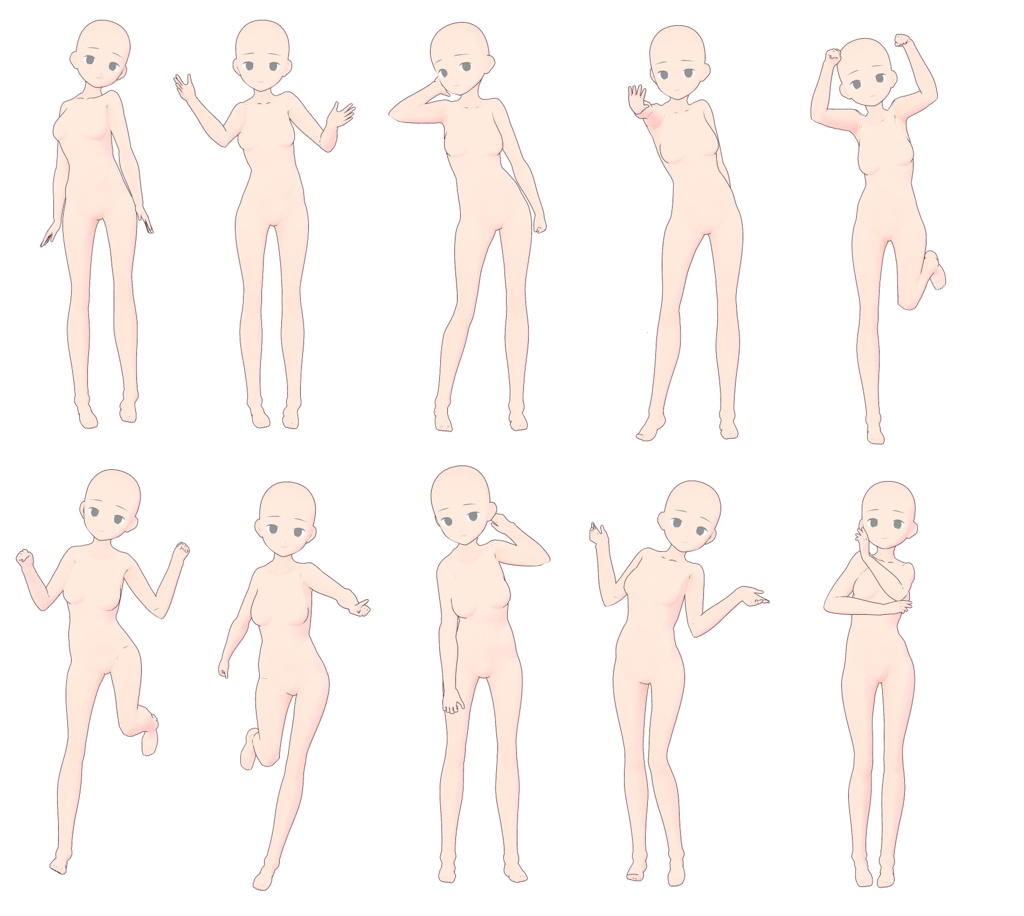 女の子立ち絵ポーズ50②【トレス素材】