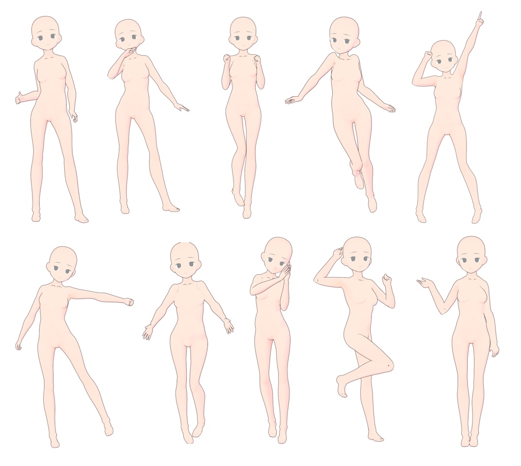 女の子立ち絵ポーズ50②【トレス素材】