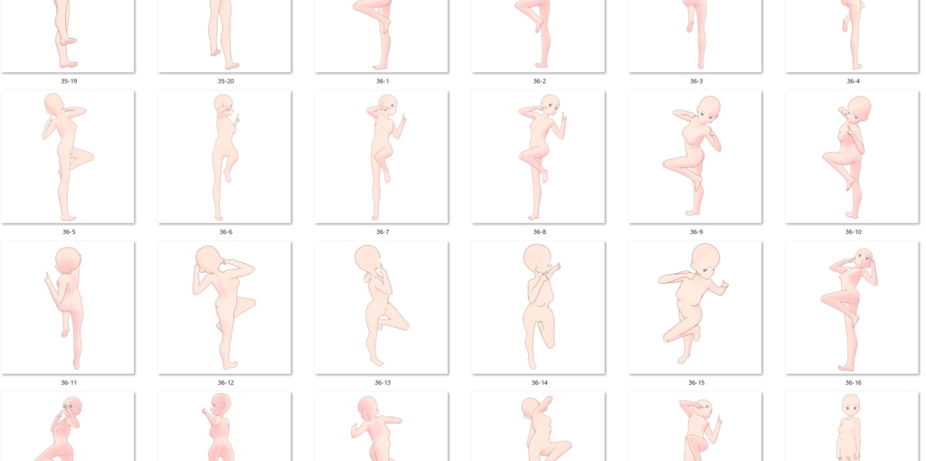 女の子立ち絵ポーズ50②【トレス素材】