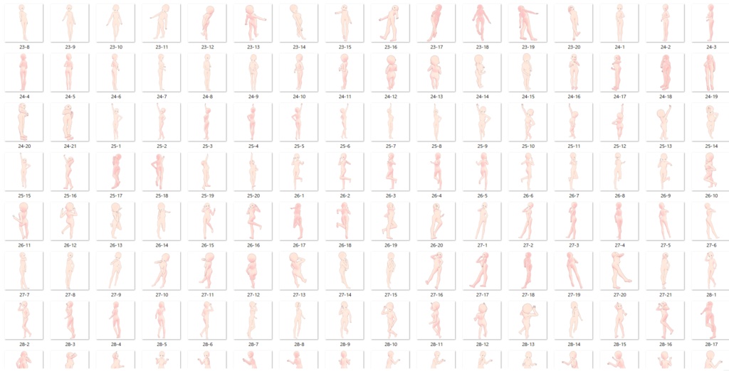 女の子立ち絵ポーズ50②【トレス素材】