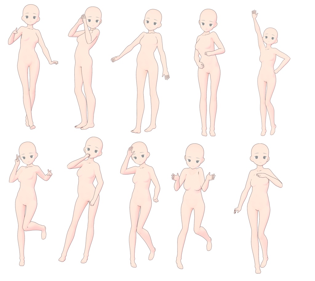 女の子立ち絵ポーズ50②【トレス素材】