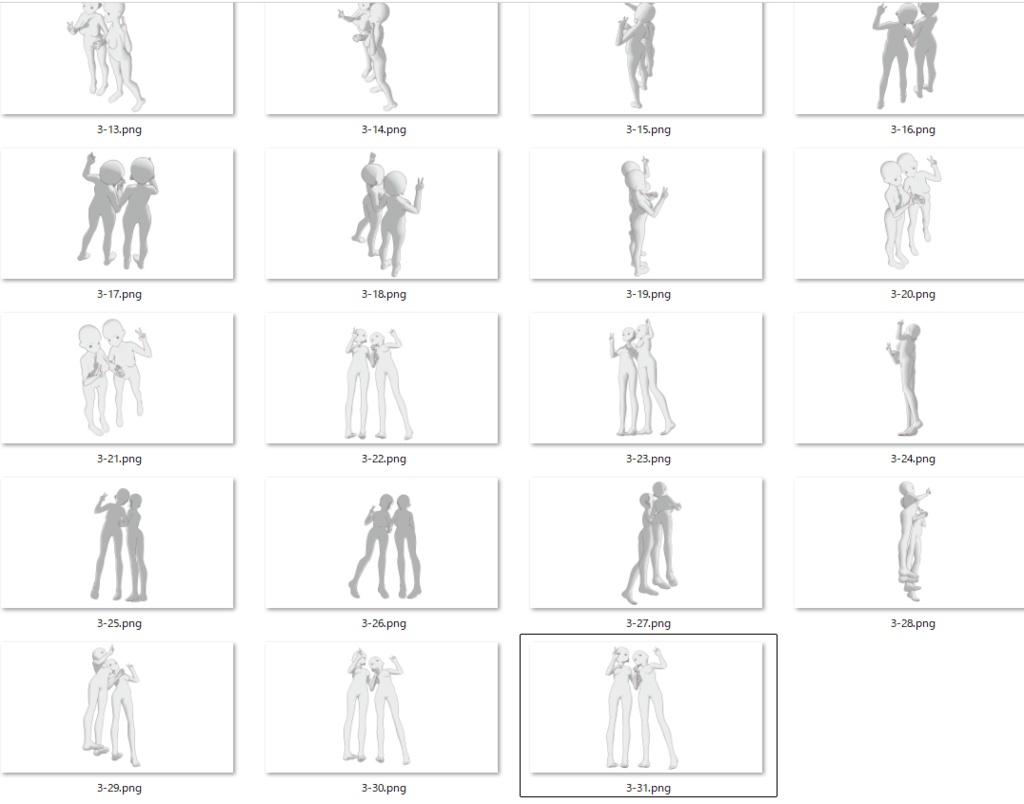 【トレス素材】仲良し女の子2人のポーズ集【商用利用可】