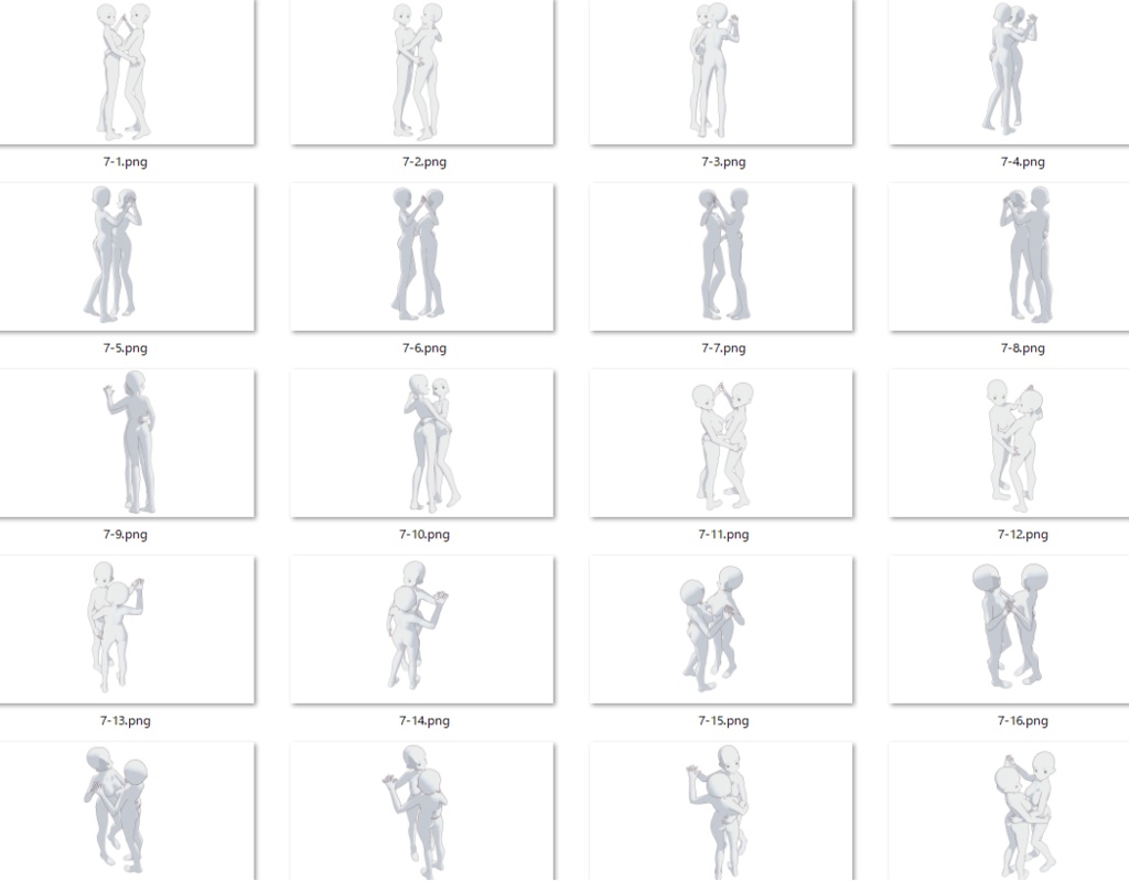 【トレス素材】仲良し女の子2人のポーズ集【商用利用可】