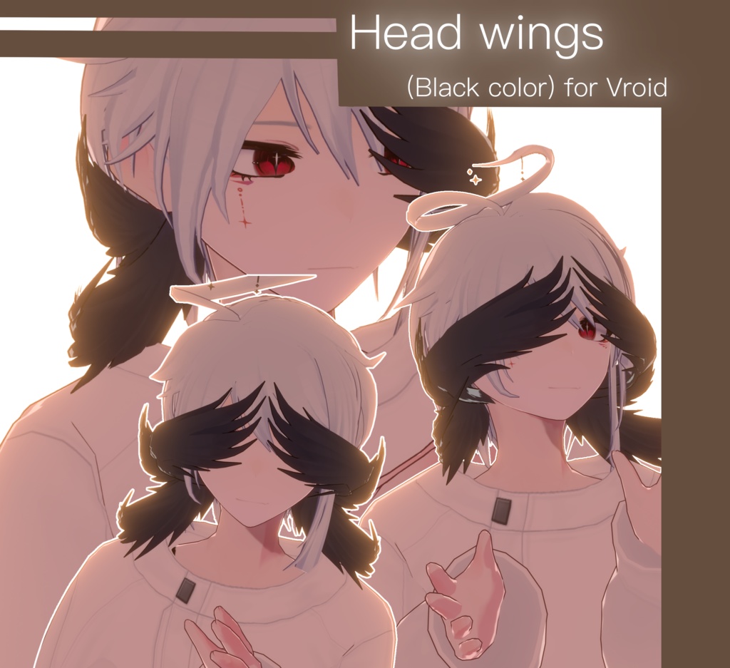 [VRoid] Head wings (black)