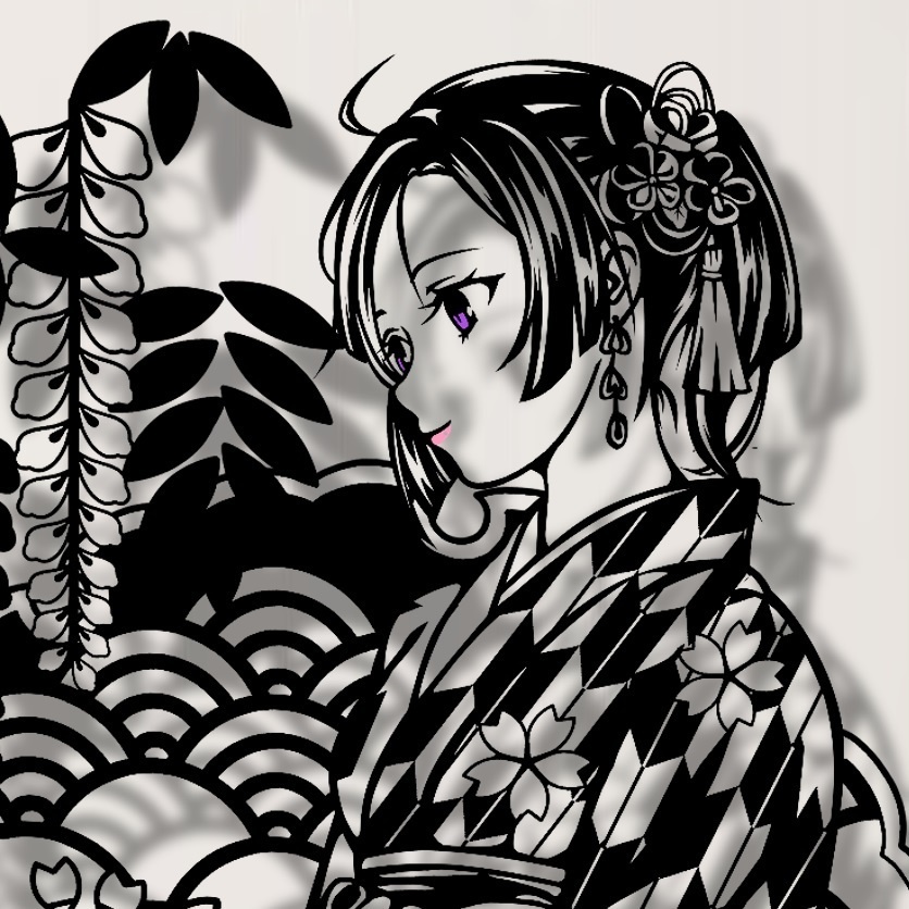 切り絵『大正ロマン矢絣女学生』