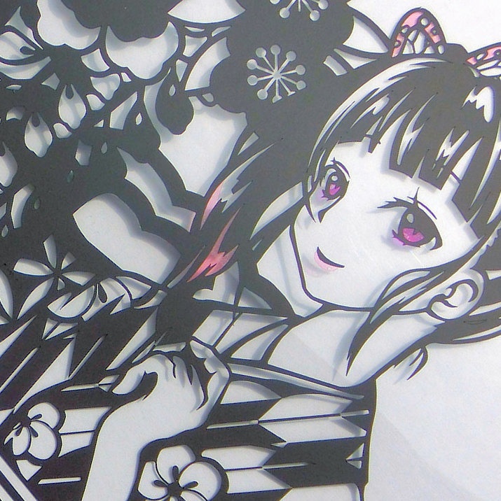 切り絵『大正女学生栗花落カナヲ』