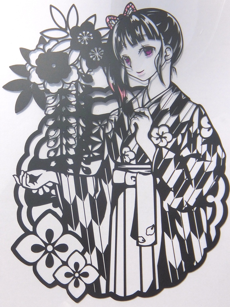 切り絵『大正女学生栗花落カナヲ』