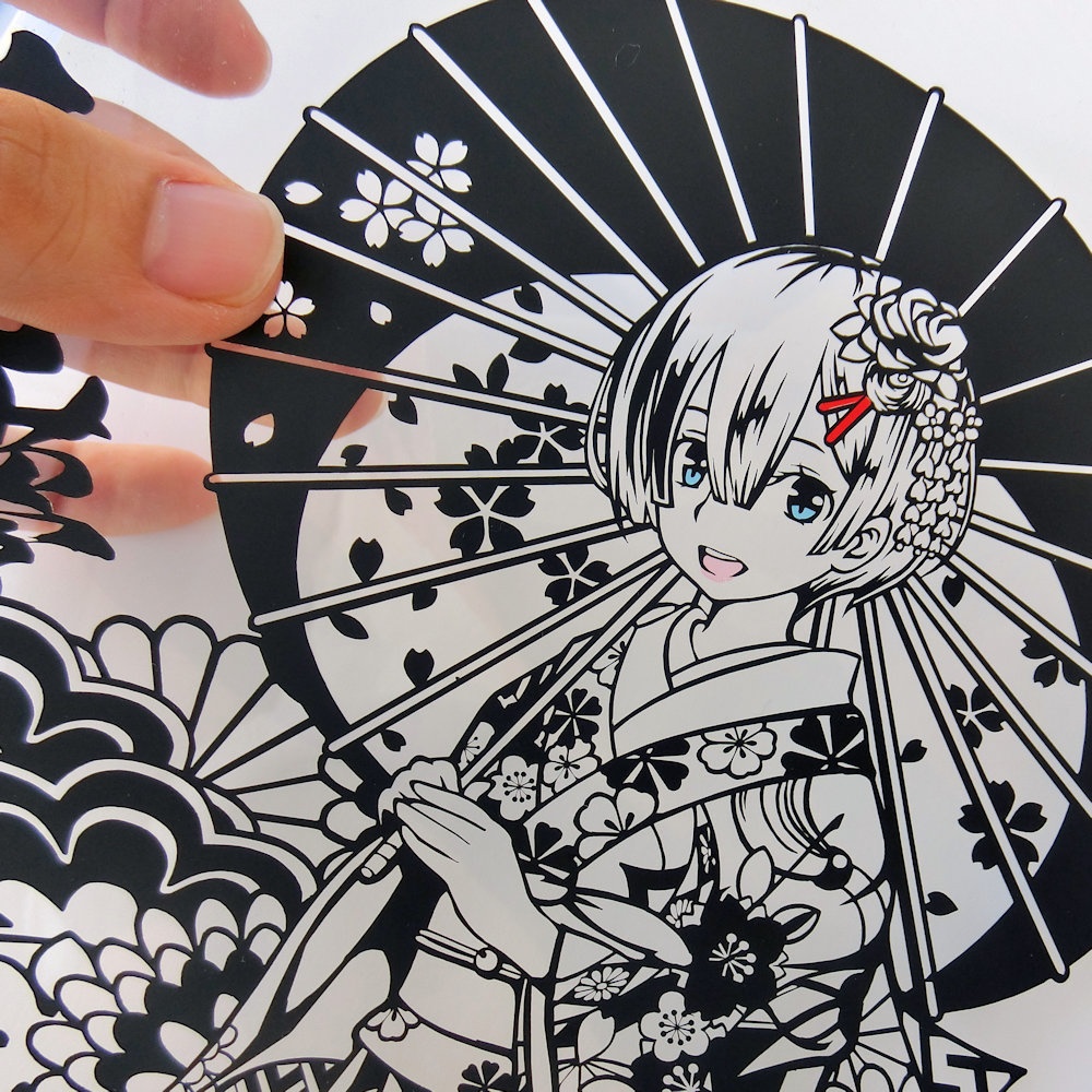 切り絵『和装レム』