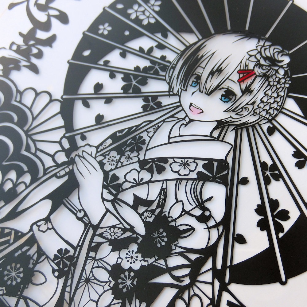 切り絵『和装レム』