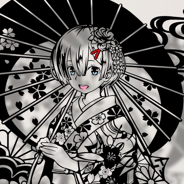 切り絵『和装レム』