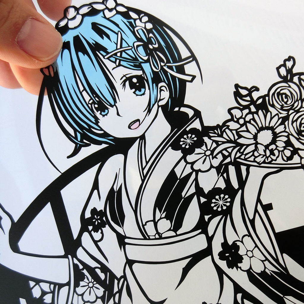 切り絵『レム和装メイド』