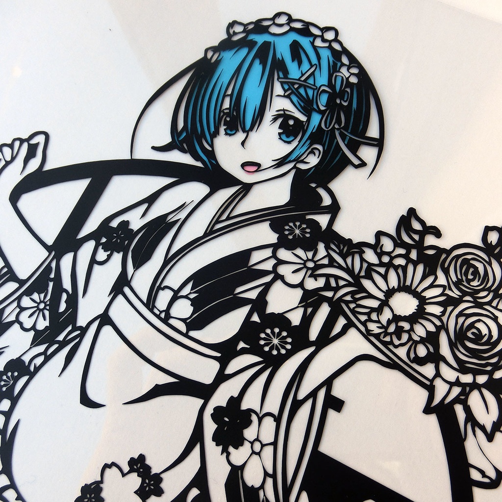 切り絵『レム和装メイド』