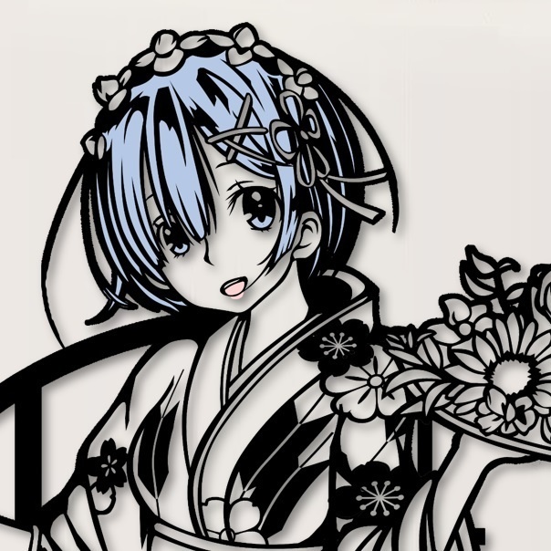 切り絵『レム和装メイド』