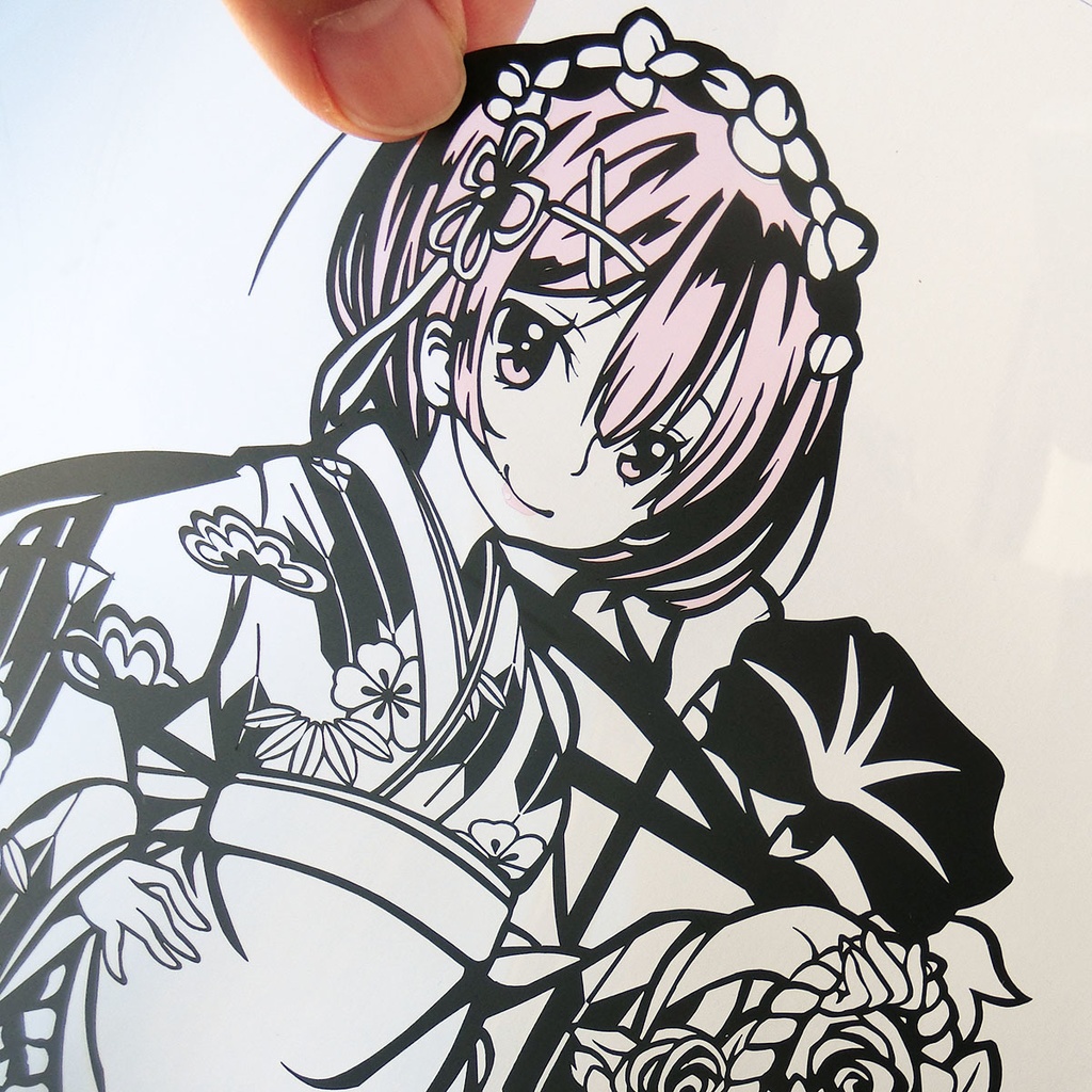 切り絵『ラム和装メイド』