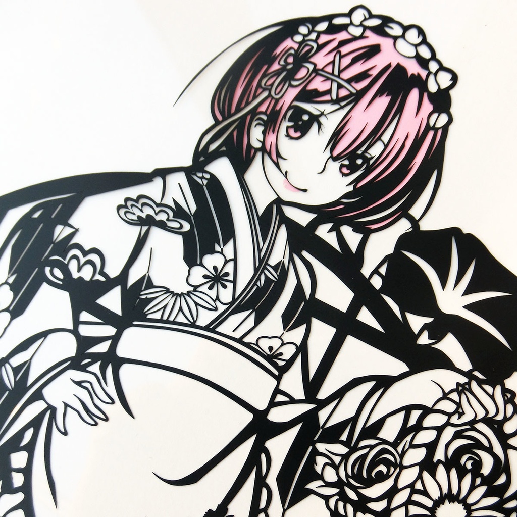 切り絵『ラム和装メイド』