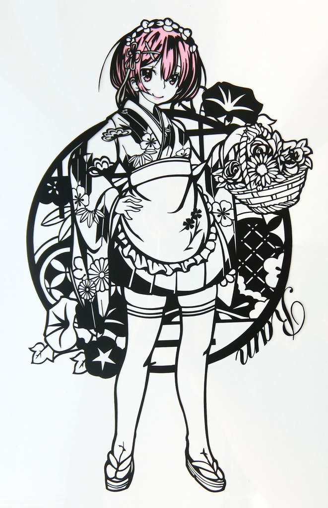 切り絵『ラム和装メイド』